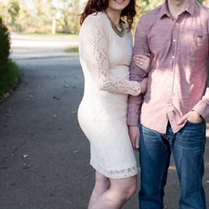 Lace ivory fitted dress